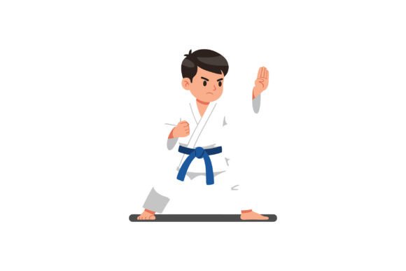 Download Karate Student in Action Pose, Flat Desi - Action pose Collection